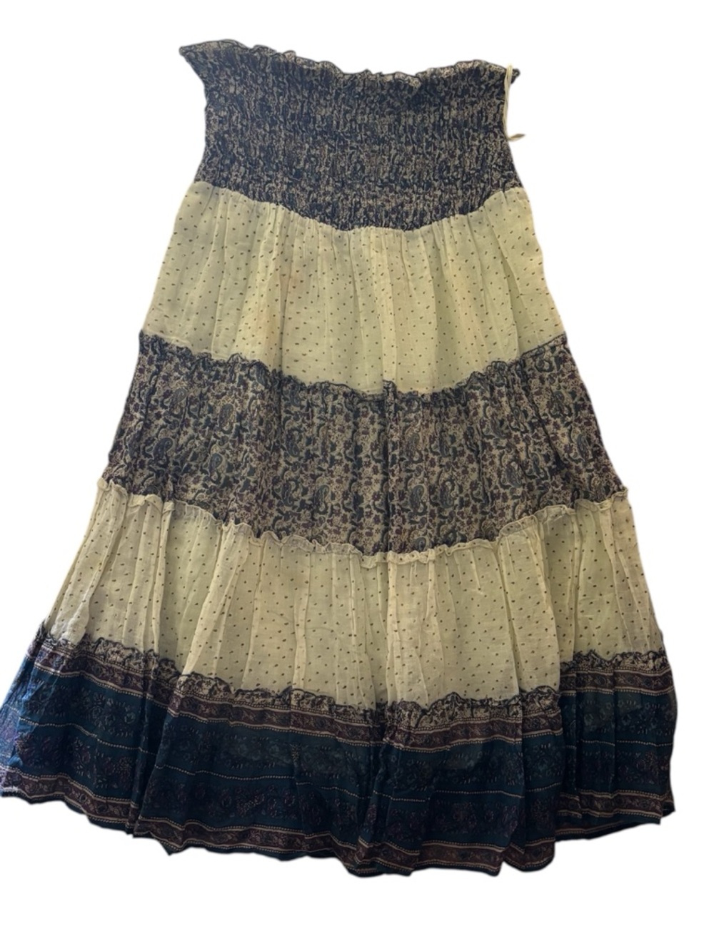 Karma Highway Boho Tiered Maxi Skirt One Size 100% Cotton